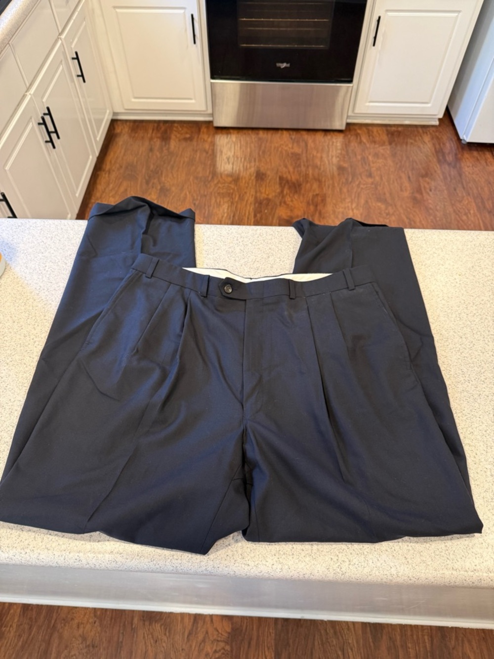 Ralph Lauren Men's Navy Pleated Dress Pants